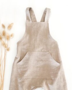 Kinder- und Babylatzhose mit Tasche/ Bauchtasche aus 100% Leinen für Taufe, Hochzeit, Fotoshooting