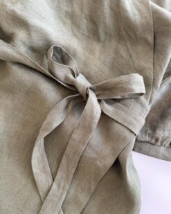 Alternative view of Sofortkauf: wadenlanges Damen Wickelkleid aus Leinen in Olive, Gr. XL (46/48)