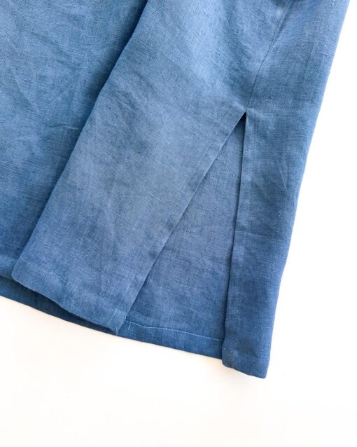 Sofortkauf: Damen Leinenkleid mit Knopfleiste in Jeansblau, Gr. XL (46/48) – Bild 3
