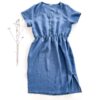 Sofortkauf: Damen Leinenkleid mit Knopfleiste in Jeansblau, Gr. XL (46/48)