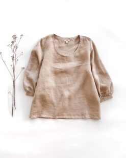 Sofortkauf: Leinenbluse für Damen in Sand, Gr. M (38/40)