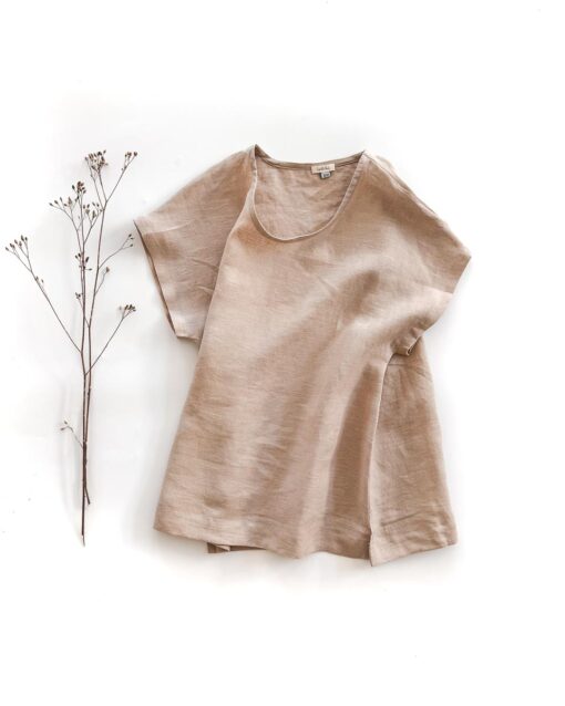 Sofortkauf: Leinen Shirt für Damen in Sand, Gr. S (38/40)
