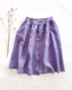 Sofortkauf: Damen Leinenrock mit Knopfleiste und Taschen in Lavendel, Gr. S (34/36)