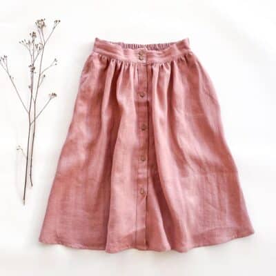 Sofortkauf: Damen Leinenrock mit Knopfleiste und Taschen in Altrosa, Gr. M (38/40)