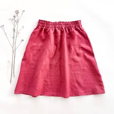 Sofortkauf: Damen Paperbag Leinenrock in Himbeere, Gr. M (38/40)