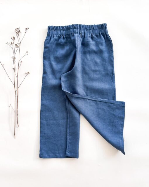 Sofortkauf: Damen Culotte aus Leinen in Jeansblau, Gr. M (34/36) – Bild 3
