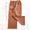 Sofortkauf: Damen Leinenhose mit weitem Bein in Schoko, Gr. M (38/40)