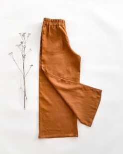 Sofortkauf: Damen Leinenhose mit weitem Bein in Zimt, Gr. M (38/40)