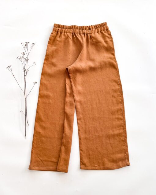 Sofortkauf: Damen Leinenhose mit weitem Bein in Zimt, Gr. M (38/40) – Bild 2