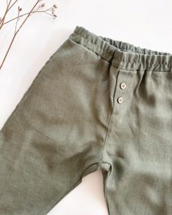 Alternative view of Sofortkauf: Leinenhose in Olive mit Knopfleiste, Gr. 134/140