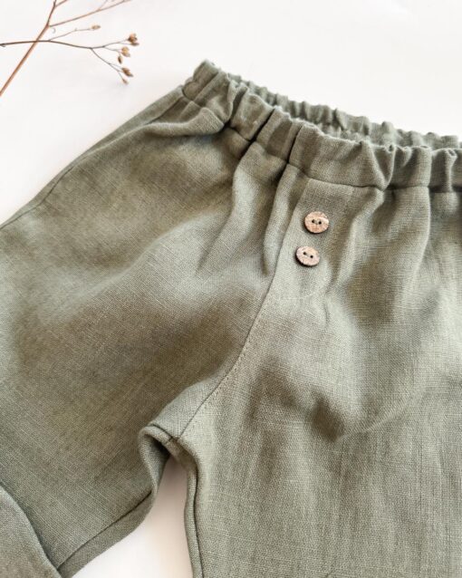 Sofortkauf: Leinenhose in Olive, Gr. 74/80 – Bild 4