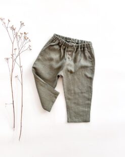 Sofortkauf: Leinenhose in Olive, Gr. 74/80