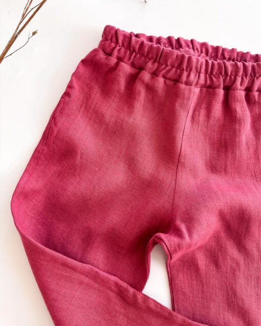 Sofortkauf: Leinenhose in Himbeere, Gr. 98/104 – Bild 2