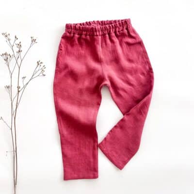 Sofortkauf: Leinenhose in Himbeere, Gr. 98/104