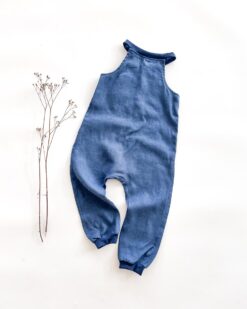 Sofortkauf: Leinen Jumper/ Romper in Jeansblau, Gr. 98/104