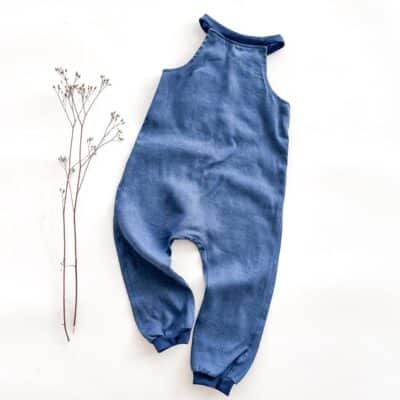 Sofortkauf: Leinen Jumper/ Romper in Jeansblau, Gr. 98/104