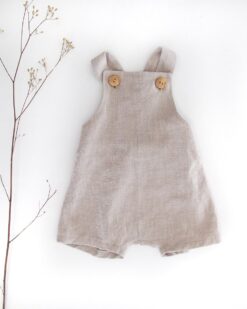 Sofortkauf: kurze Leinen Latzhose/ Salopette  Sand, Gr. 50/56