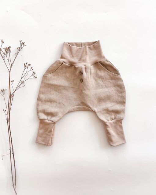 Sofortkauf: Leinen Knickerbocker in Sand, Gr. 62/68 – Bild 2
