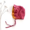 Sofortkauf: Leinen Baby Bonnet in Himbeere/Senf, Gr. 44-46