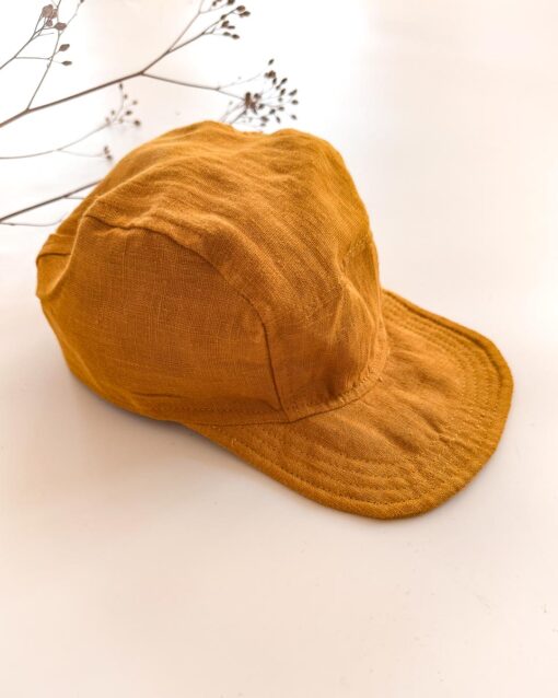 Sofortkauf: Kinder Cap aus Leinen in Senf, Gr. 50-52 – Bild 2
