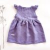 Sofortkauf: Leinenkleid mit Flügelärmeln in Lavendel, Gr. 86/92