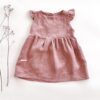 Sofortkauf: Leinenkleid mit Flügelärmeln in Altrosa, Gr. 86/92