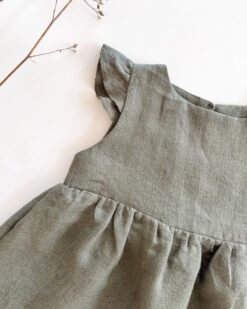 Alternative view of Sofortkauf: Leinenkleid mit Flügelärmeln in Olive, Gr. 86/92