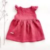 Sofortkauf: Leinenkleid mit Flügelärmeln in Himbeere, Gr. 74/80