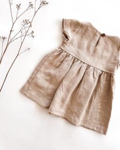 Alternative view of Sofortkauf: Leinenkleid mit kurzen Ärmeln und Taschen in Sand, Gr. 74/80