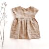 Sofortkauf: Leinenkleid mit kurzen Ärmeln und Taschen in Sand, Gr. 74/80