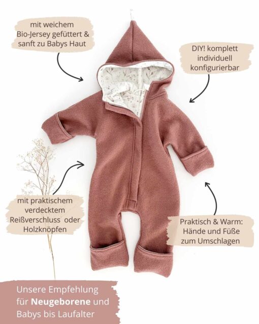Baby Overall Onsie Wollwalk Walkanzung Merinowolle