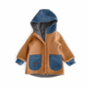 Sofortkauf: Colorblock Walkjacke mit SPITZER Kapuze , Gr. 80/86 Camel/Rauchblau/Anthrazit