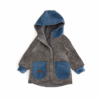 Sofortkauf: Colorblock Walkjacke mit SPITZER Kapuze , Gr. 128/134 Anthrazit/Rauchblau