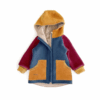 Sofortkauf: Colorblock Walkjacke mit SPITZER Kapuze , Gr. 110/116 Rauchblau/Beere/Senf