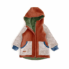 Sofortkauf: Colorblock Walkjacke mit runder Kapuze , Gr. 110/116 Rost/Sand Meliert/Tanne