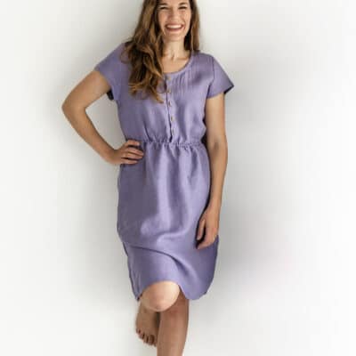 Damen Leinenkleid mit Knopfleiste
