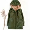 Damen Walkjacke Mantel Wollwalk Frauen Kurzmantel Reissverschluss Taschen
