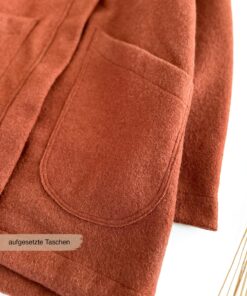 Mama Walkmantel Walkjacke Wollwalk Frauen Kurzmantel mit großen aufgesetzten Taschen