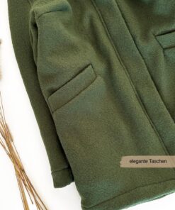 Handmade Mama Damen Walkjacke Mantel Wollwalk Frauen Kurzmantel Reissverschluss und eleganten Taschen