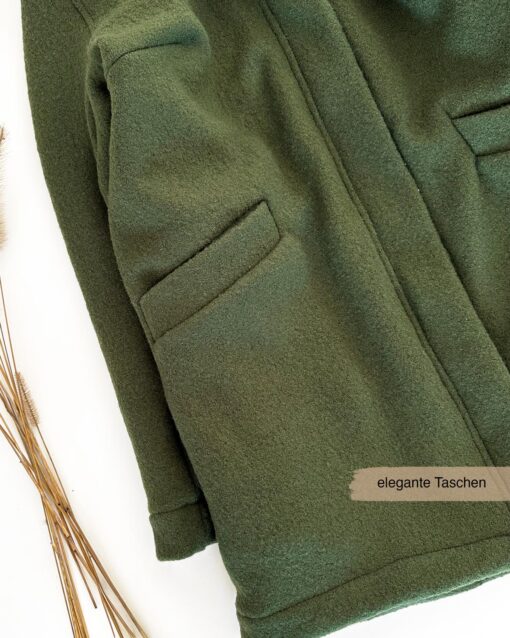 Handmade Mama Damen Walkjacke Mantel Wollwalk Frauen Kurzmantel Reissverschluss und eleganten Taschen