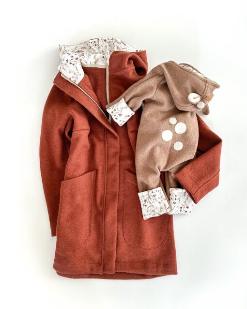 Wollwalk Partnerlook für Mama und Kind oder Baby - Minime Walkjacke und Walkoverall
