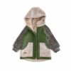Sofortkauf: Colorblock Walkjacke mit runder Kapuze , Gr. 110/116 Tanne/Anthrazit/Sand Meliert