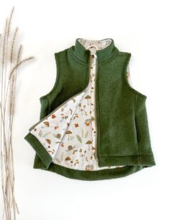 Walkweste Kind mit Reißverschluss und Taschen - Kinder Gilet aus Schurwolle