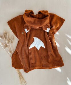 Kinder Fuchsponcho kapuzenponcho mit fuchsohren aus weichem frottee mit bauchtasche