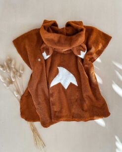 Kinder Fuchsponcho kapuzenponcho mit fuchsohren aus weichem frottee mit bauchtasche