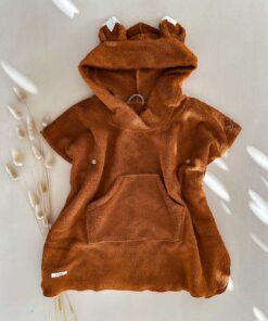 Kinder Fuchsponcho kapuzenponcho mit fuchsohren aus weichem Baumwollfrottee