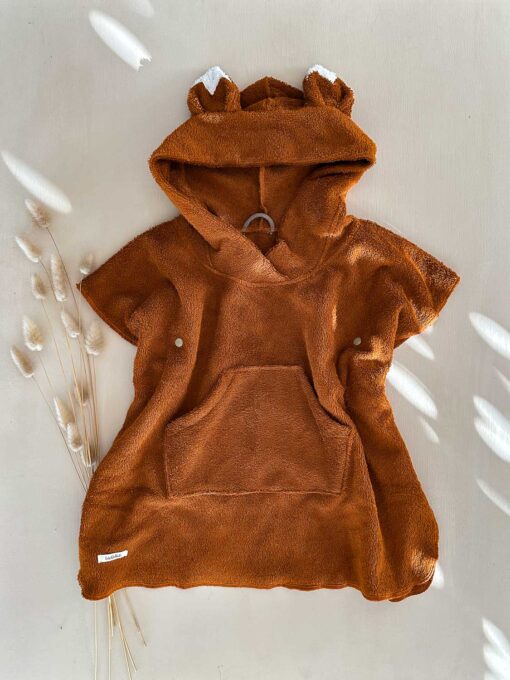 Kinder Fuchsponcho kapuzenponcho mit fuchsohren aus weichem Baumwollfrottee