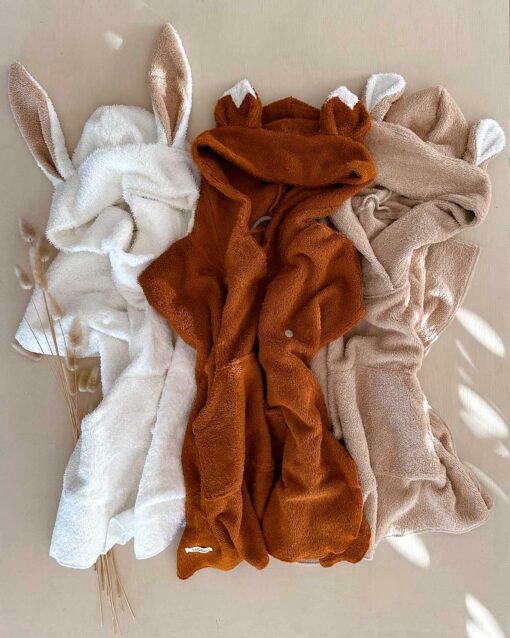 Kinder Baby Poncho Tierponcho mit Hasenohren, Bärenohren oder Fuchsohren