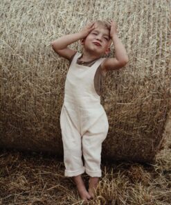 Kinder Leinen Latzhose Saloppette in Natur: Jungen Outfit für Taufe, Hochzeit oder Fotoshooting