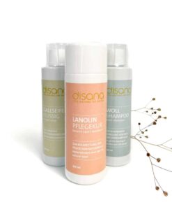 Reinigung und Pflege Set: Wollshampoo, Gallseife und Lanolin-Pflegekur zum Angebotspreis